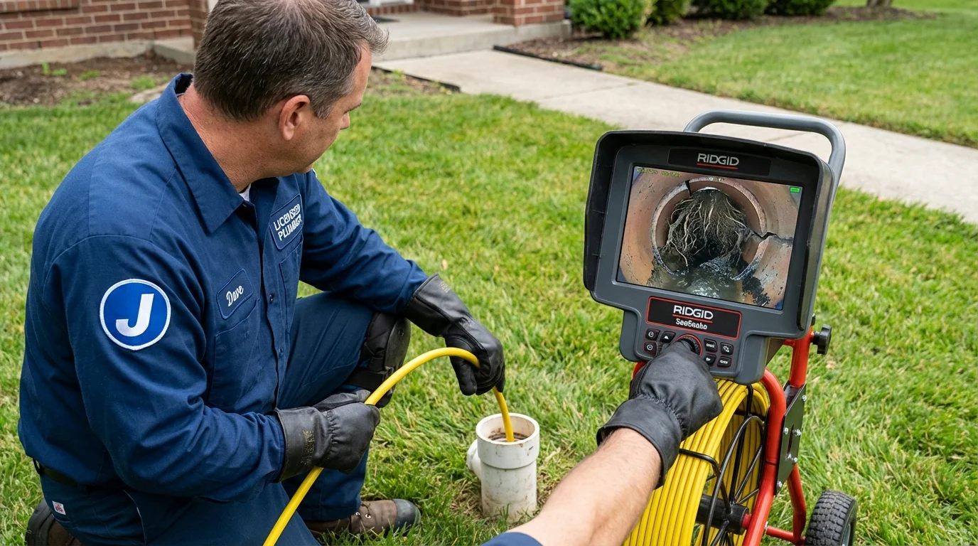 Sewer camera inspection being performed by Johns Plumbing LLC in Ortonville